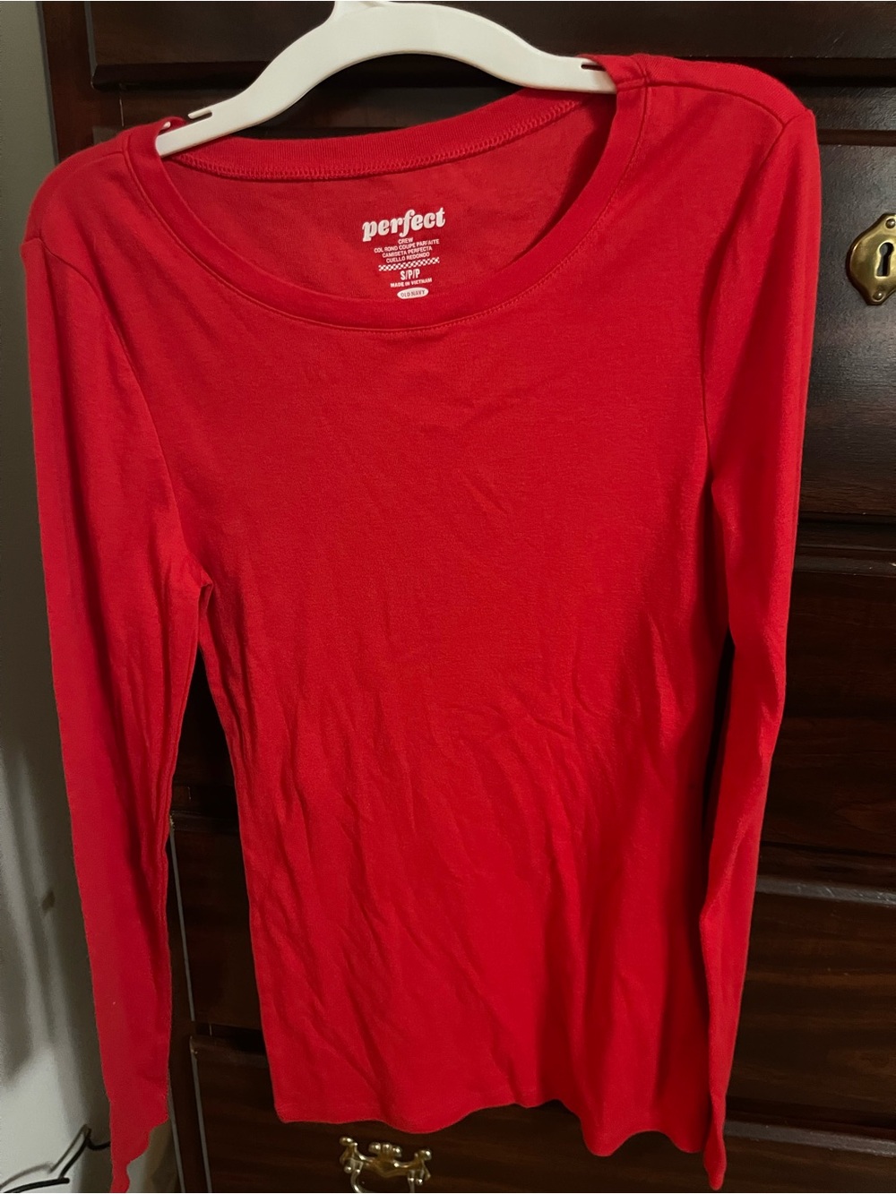 Perfect Red Long Sleeve Scoop Neck Top by Perfect